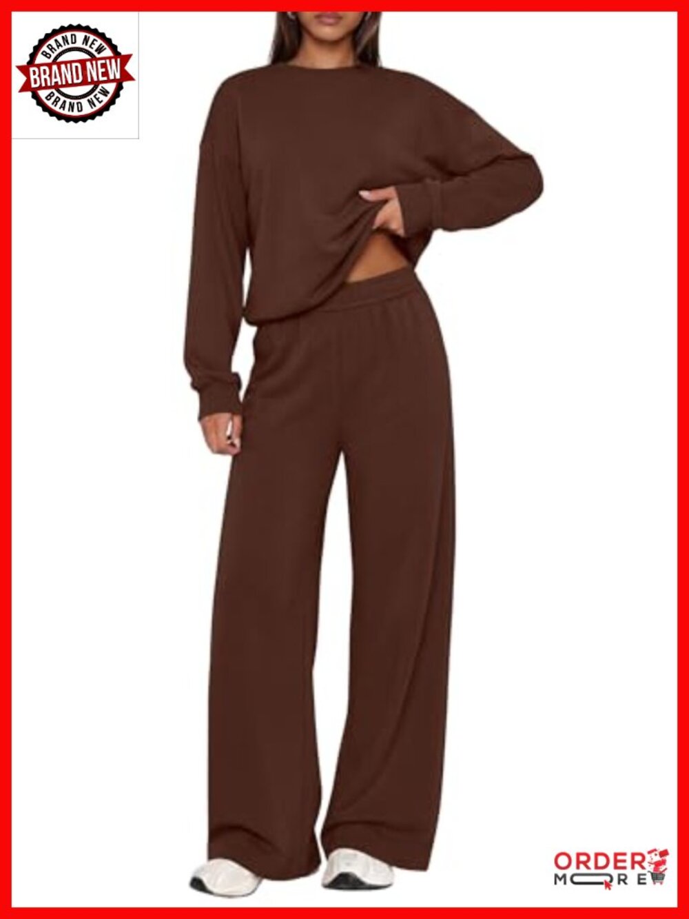 2 Piece Lounge Set Sweatsuit Fleece Terry Wide Leg
